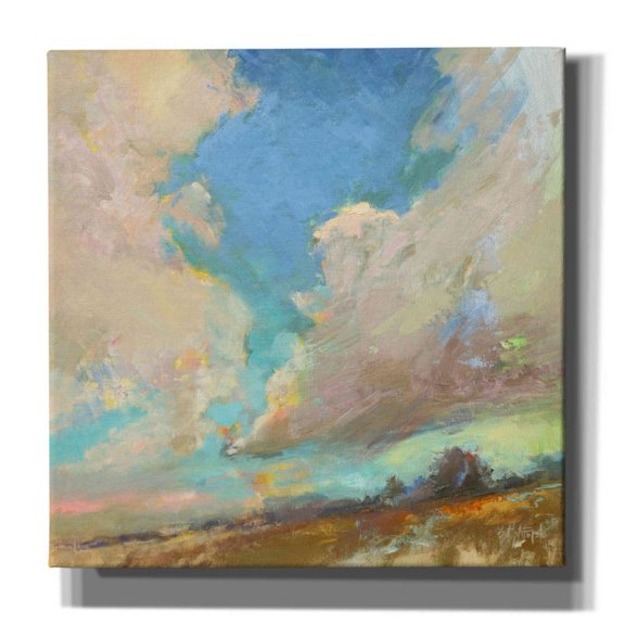 Epic Graffiti 'Clouds Got in My Way' by Beth Forst, Giclee Canvas Wall Art, 18"x18"