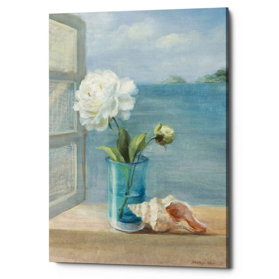 Epic Graffiti 'Coastal Florals I' by Danhui Nai, Giclee Canvas Wall Art - Blue 18" x 26"