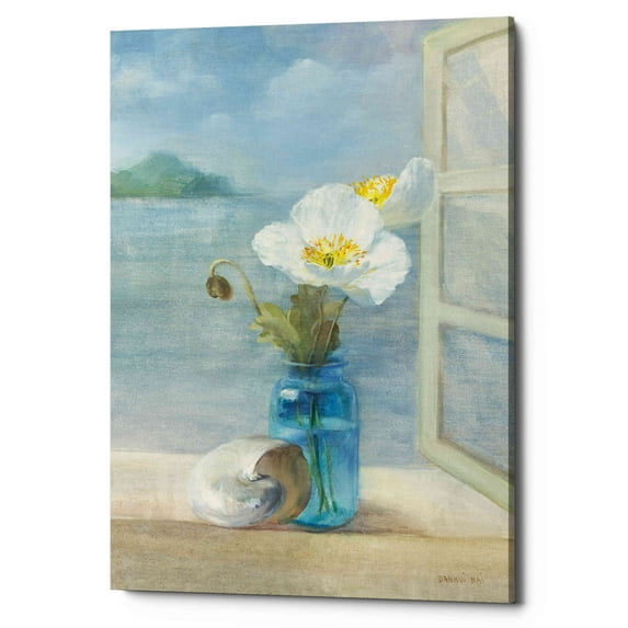 Epic Graffiti 'Coastal Florals II' by Danhui Nai, Giclee Canvas Wall Art - Blue 18" x 26"