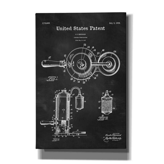 Epic Graffiti 'Coffee Percolator Blueprint Patent Chalkboard' Canvas Wall Art, 12"x18"