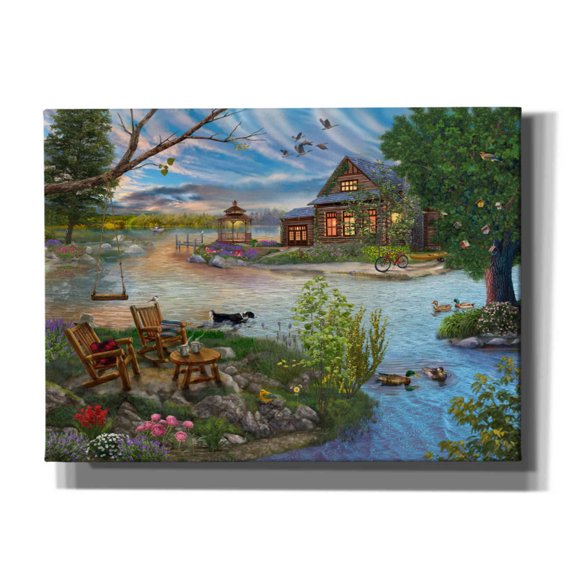 Epic Graffiti 'Coffee on the Lakeshore' by Bigelow Illustrations, Canvas Wall Art, 54"x40"