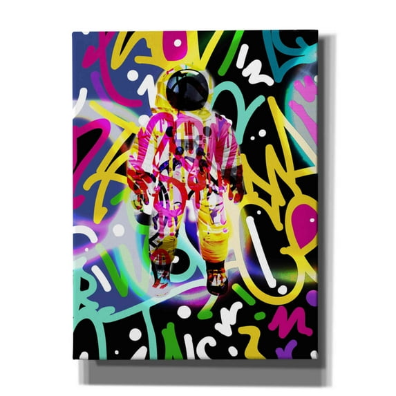 Epic Graffiti 'Colorful Astronaut Graffiti Art 12' by Irena Orlov Giclee Canvas Wall Art, 12"x16"