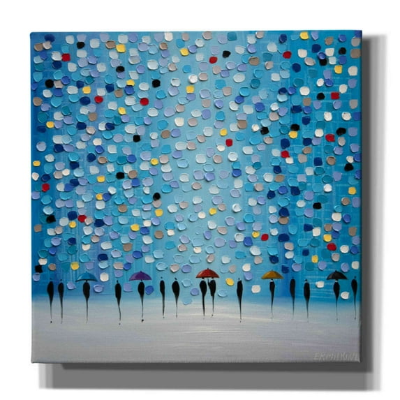 Epic Graffiti 'Colorful City Umbrellas' by Ekaterina Ermilkina Giclee Canvas Wall Art 12x12