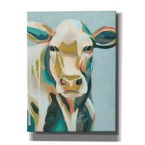 Epic Graffiti 'Colorful Cows III' by Grace Popp, Canvas Wall Glass, 40"x54"