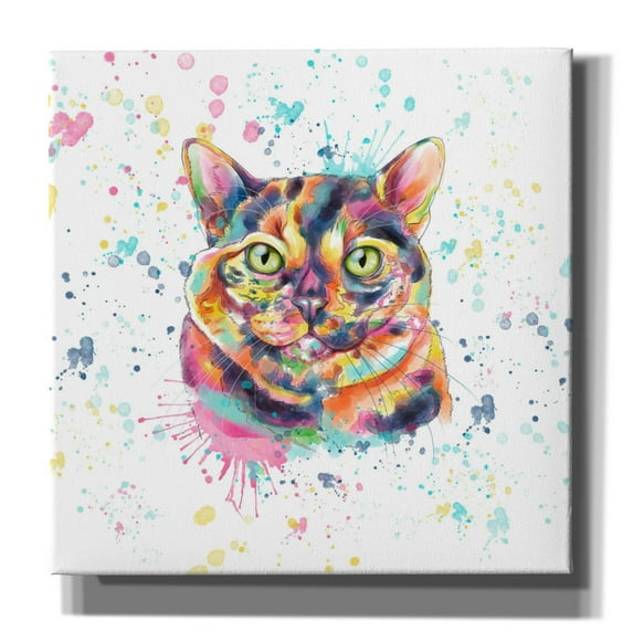 Epic Graffiti 'Colorful Watercolor Calico Cat' by Furbaby Affiliates, Canvas Wall Art, 12"x12"