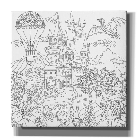 Epic Graffiti 'Coloring Book Castle' by Epic Portfolio, Canvas Wall Art, 37"x37"