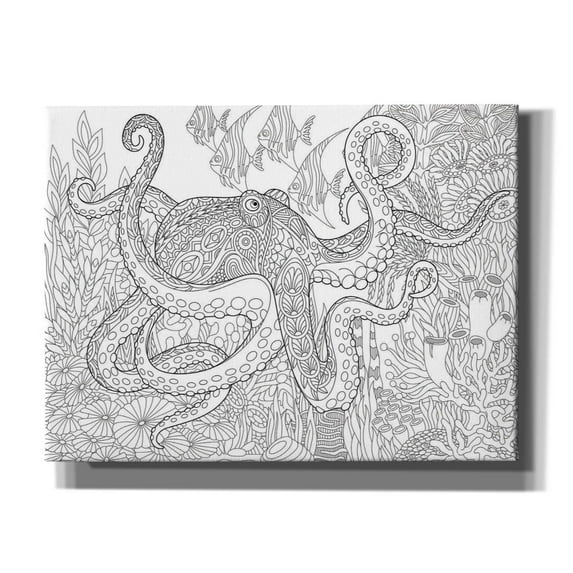 Epic Graffiti 'Coloring Book Octopus' by Epic Portfolio, Canvas Wall Art, 16"x12"
