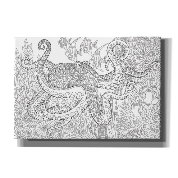 Epic Graffiti 'Coloring Book Octopus' by Epic Portfolio, Canvas Wall Art, 26"x18"