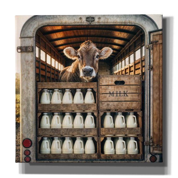 Epic Graffiti 'Cow In Milk Van' by Rey Klimt Canvas Wall Art, 37" x 37"