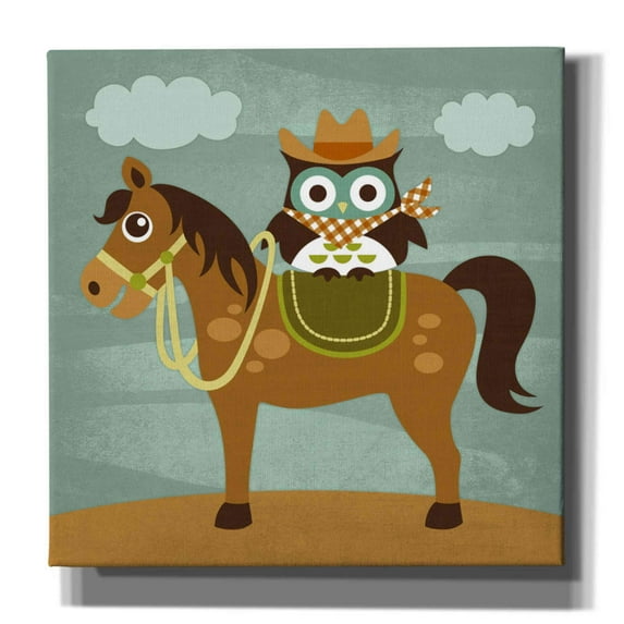 Epic Graffiti 'Cowboy Owl on Horse' by Nancy Lee, Canvas Wall Art, 26"x26"