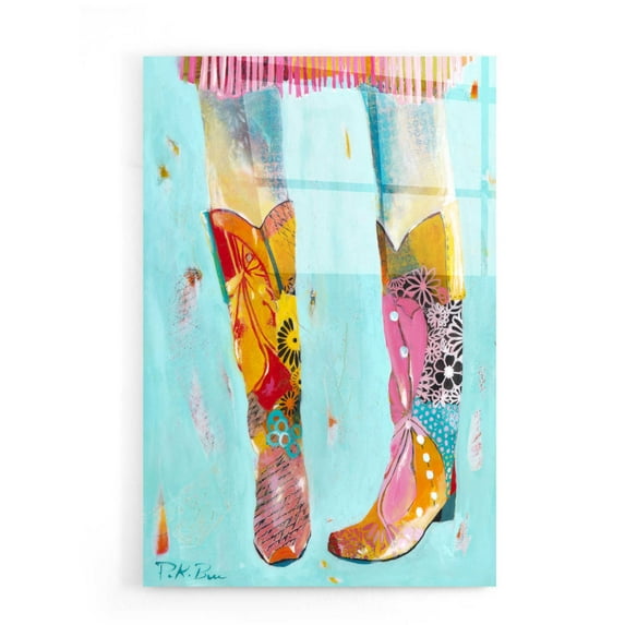 Epic Graffiti 'Cowgirl Boots' by Pamela Beer, Acrylic Wall Art, 16"x24"
