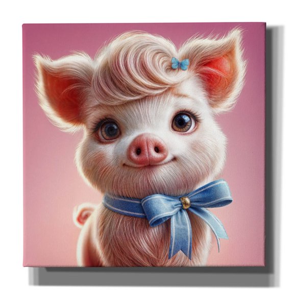 Epic Graffiti 'Cute Pink Pig' by Rey Klimt Canvas Wall Art, 37" x 37"