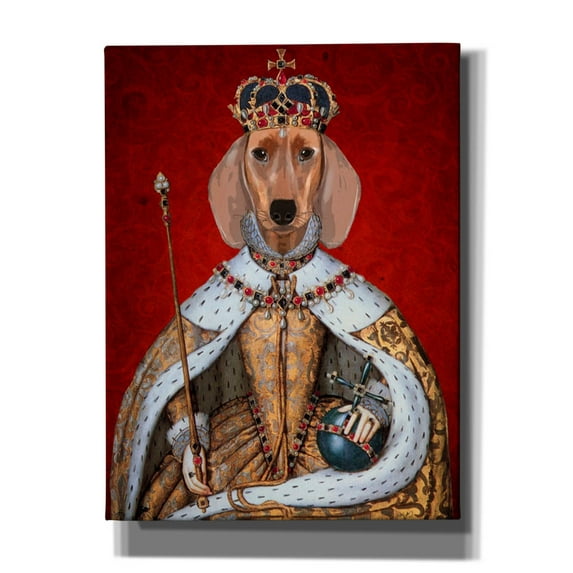 Epic Graffiti 'Dachshund Queen' by Fab Funky, Canvas Wall Art, 12"x16"