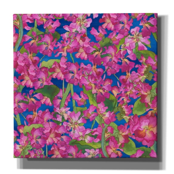 Epic Graffiti 'Dance Of Love- Pink Flowers Repeat' by Carissa Luminess, Canvas Wall Art, 18"x18"