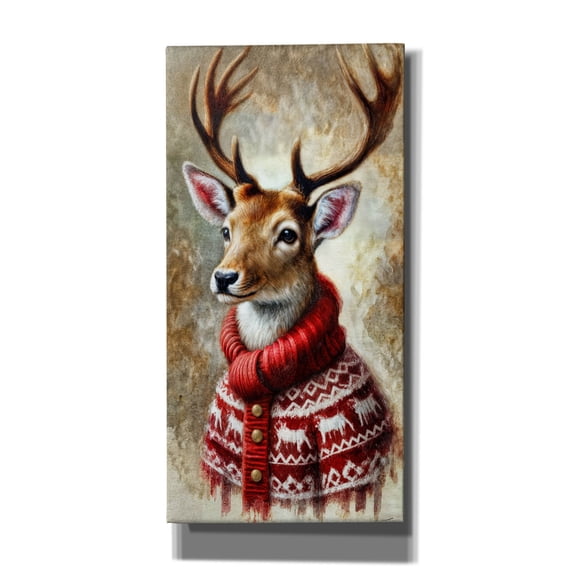 Epic Graffiti 'Deer In Red Sweater' by Rey Klimt Canvas Wall Art, 20" x 40"