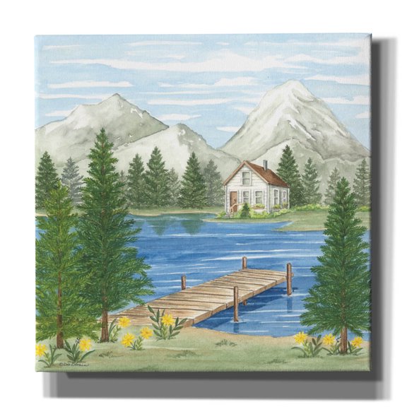 Epic Graffiti 'Dock At The Lake' by Deb Strain Canvas Wall Art, 18" x 18"