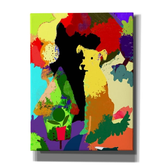 Epic Graffiti 'Dog With Abstract Background' by Holly McGee, Canvas Wall Art, 12"x16"