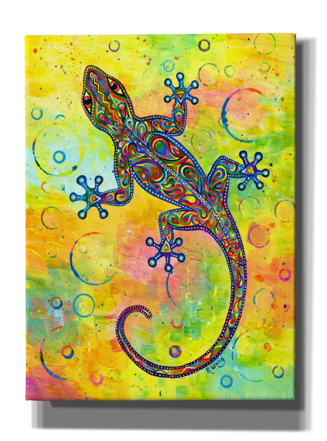 Epic Graffiti 'Electric Gecko' by Rebecca Wang Art, Acrylic Glass Wall