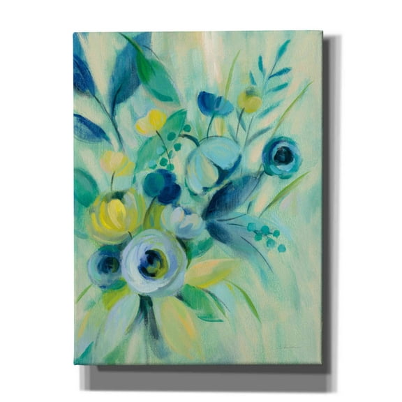 Epic Graffiti 'Elegant Blue Floral I' by Silvia Vassileva, Canvas Wall Art, 12"x16"