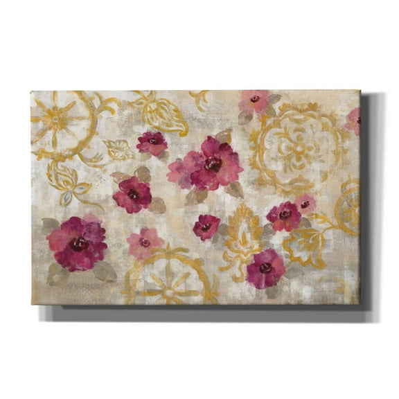Epic Graffiti 'Elegant Fresco Floral' by Silvia Vassileva, Canvas Wall Art, 40"x26"