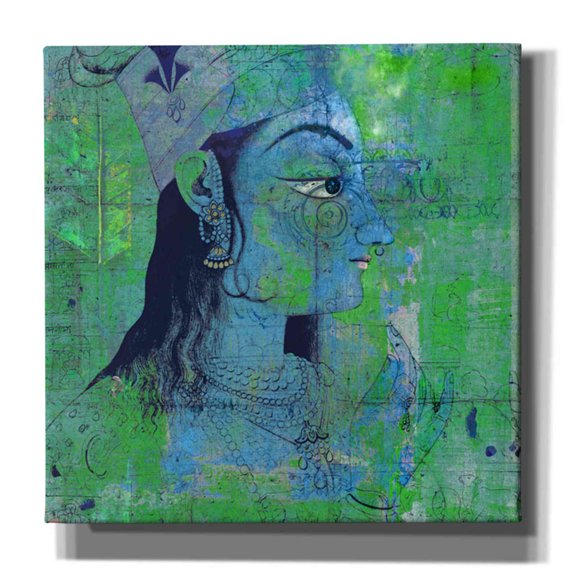 Epic Graffiti Elena Ray 'Classic Krishna' Giclee Canvas Wall Art - Blue/Green 18 x 18