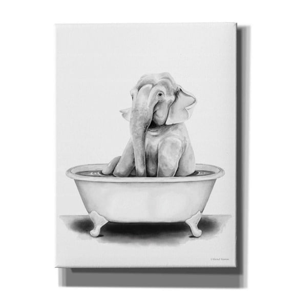 Epic Graffiti 'Elephant in Tub' by Rachel Nieman, Canvas Wall Art, 12"x16"