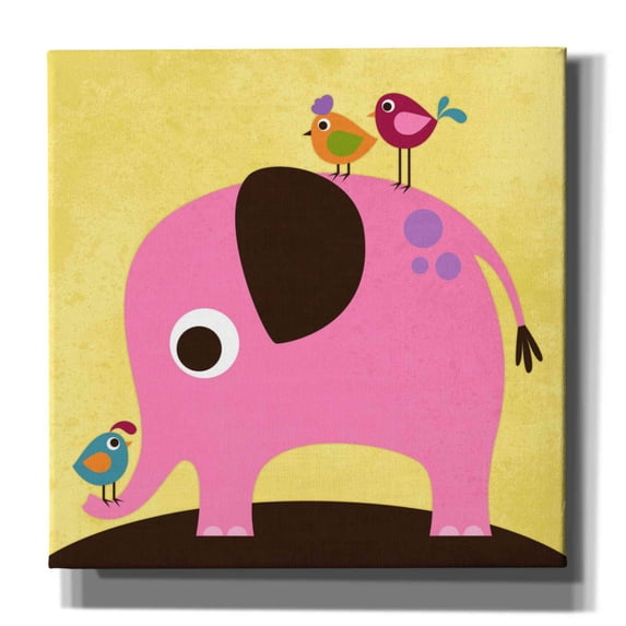 Epic Graffiti 'Elephant with Birds' by Nancy Lee, Canvas Wall Art, 18"x18"