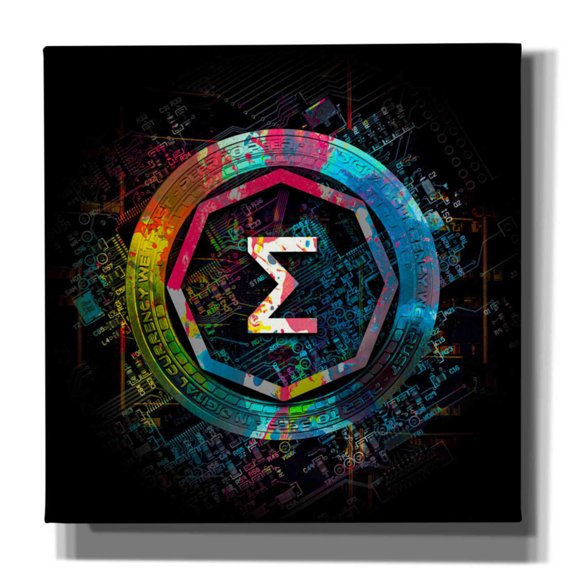Epic Graffiti 'Ergo Crypto Power' by Epic Portfolio Giclee Canvas Wall Art, 37"x37"