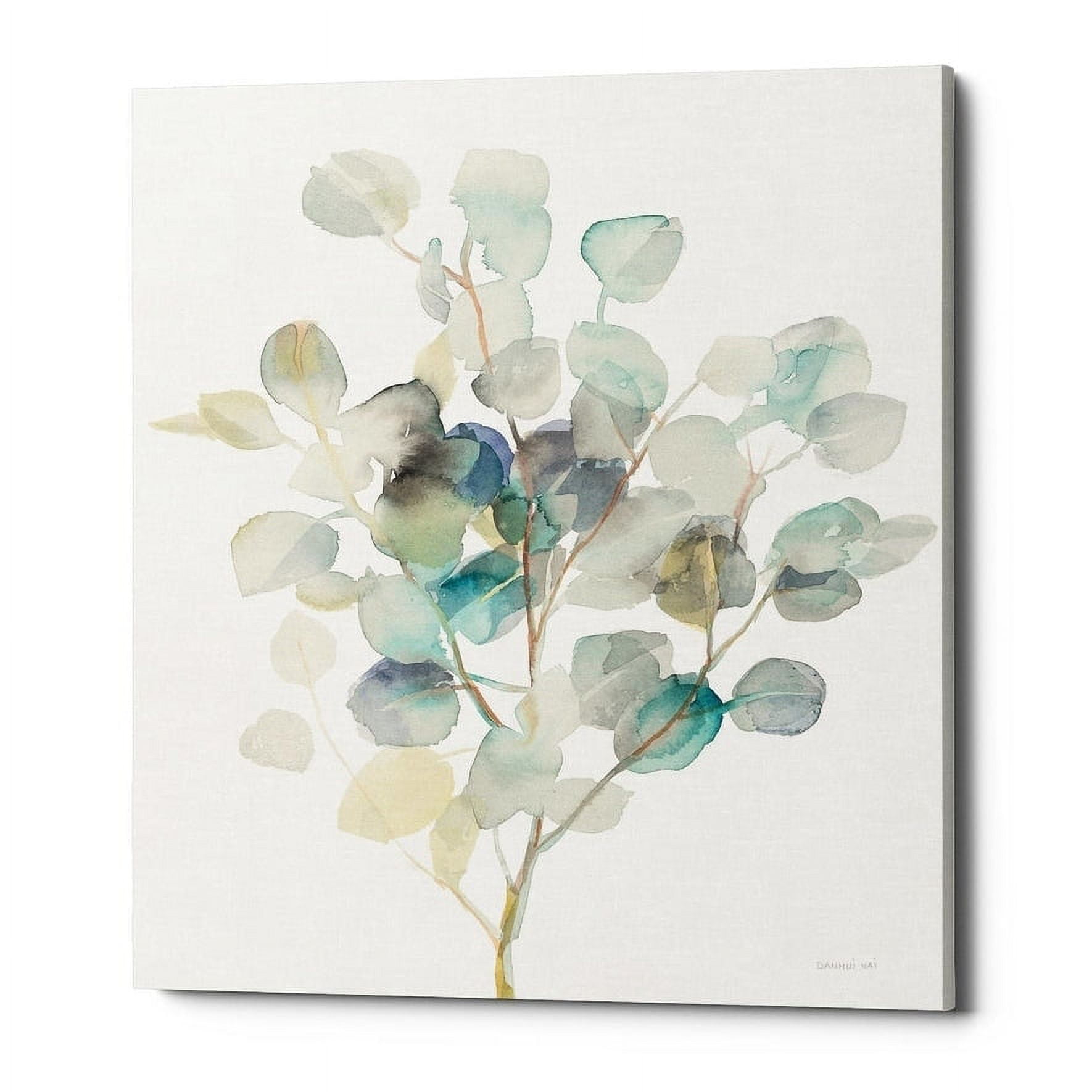 Eucalyptus III White and Green Canvas Wall Art, 20" x 24"