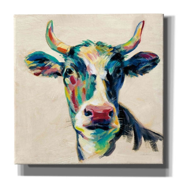 Epic Graffiti 'Expressionistic Cow II' by Silvia Vassileva, Canvas Wall Art, 26"x26"