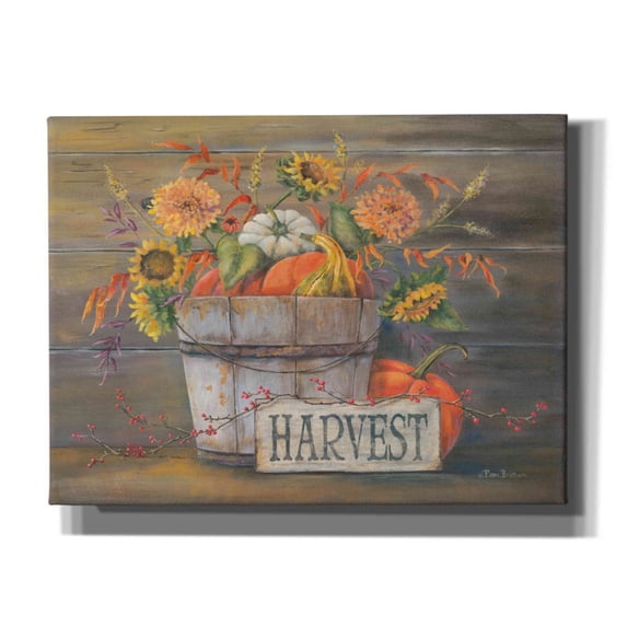 Epic Graffiti 'Fall Harvest Bucket' by Pam Britton, Canvas Wall Art, 16"x12"