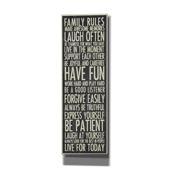 Epic Graffiti 'Family Rules'  by Erin Clark Canvas Wall Art, 12" x 36"