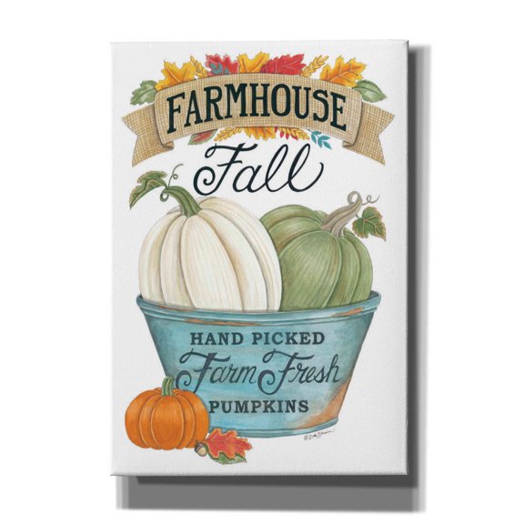 Epic Graffiti 'Farmhouse Fall Pumpkins' by Deb Strain, Canvas Wall Art, 18"x26"