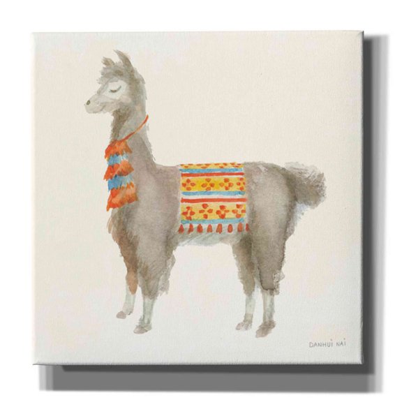 Epic Graffiti 'Festive Llama II' by Danhui Nai, Canvas Wall Art, 26"x26"