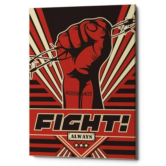 Epic Graffiti  'Fight' Giclee Canvas Wall Art - Red 26" x 40"