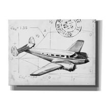 Epic Graffiti 'Flight Schematic IV' by Ethan Harper, Giclee Canvas Wall Art, 16"x12"