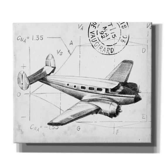 Epic Graffiti 'Flight Schematic IV' by Ethan Harper, Giclee Canvas Wall Art, 30"x26"