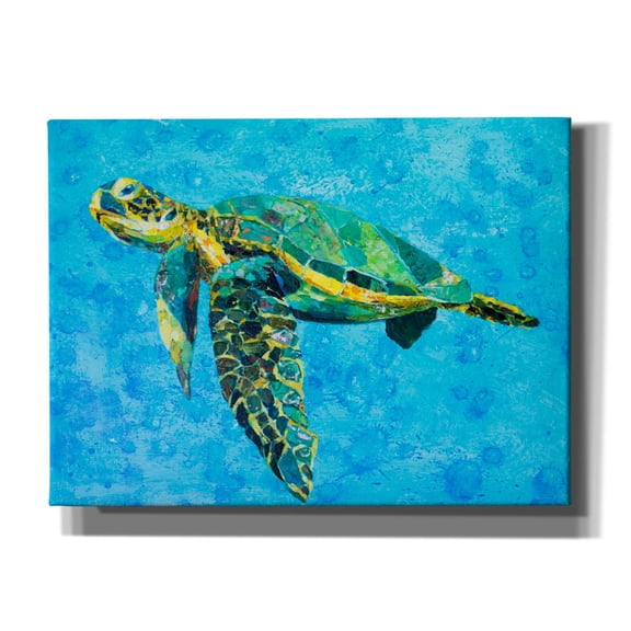 Epic Graffiti 'Floating Sea Turtle' by St. Hilaire Elizabeth, Canvas Wall Art, 54"x40"
