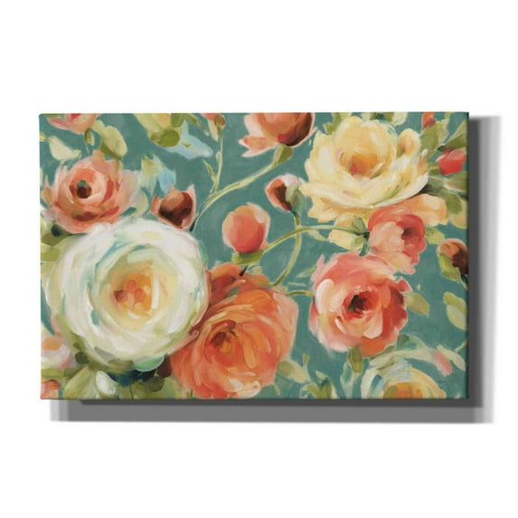 Epic Graffiti 'Florabundance I in Teal' by Lisa Audit, Canvas Wall Art, 60"x40"