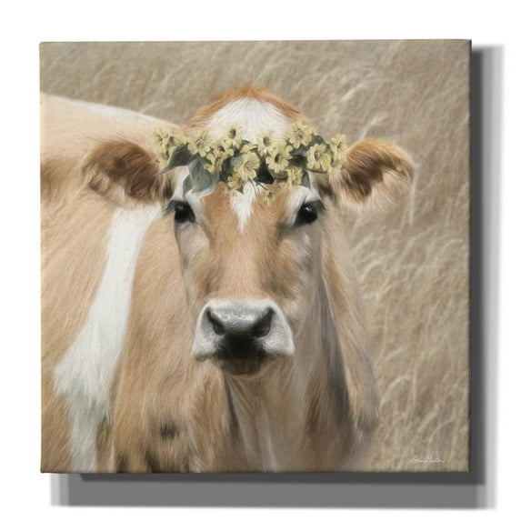 Epic Graffiti 'Floral Cow I' by Lori Deiter, Canvas Wall Art, 18"x18"
