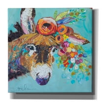 Epic Graffiti 'Floral Donkey' by St. Hilaire Elizabeth, Canvas Wall Art, 37"x37"