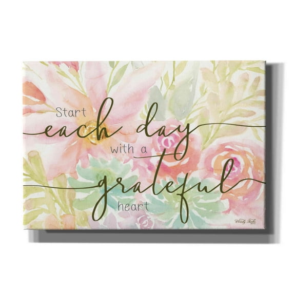 Epic Graffiti 'Floral Grateful Heart' by Cindy Jacobs, Canvas Wall Art, 26"x18"