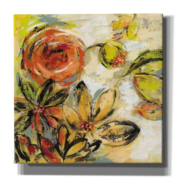 Epic Graffiti 'Floral Joy' by Silvia Vassileva, Canvas Wall Art, 18"x18"