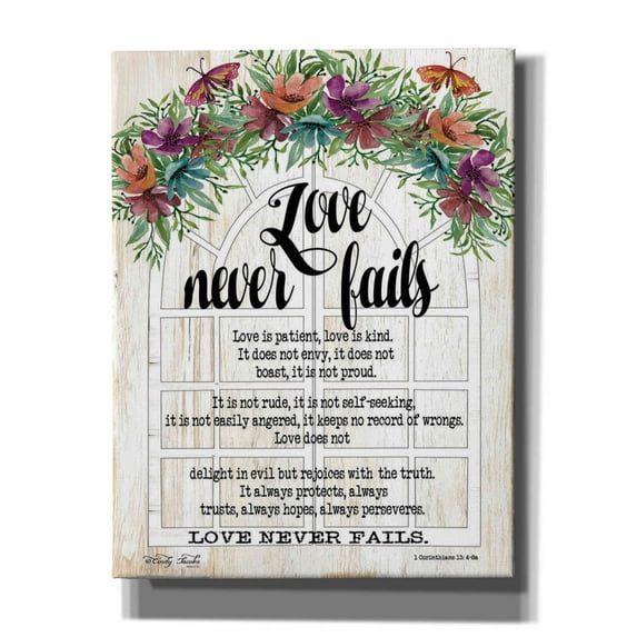 Epic Graffiti 'Floral Love Never Fails' by Cindy Jacobs, Canvas Wall Art, 26"x34"