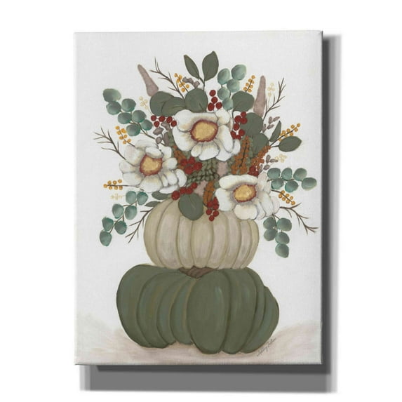 Epic Graffiti 'Floral Pumpkin Stack' by Ashley Justice, Giclee Canvas Wall Art, 12"x16"