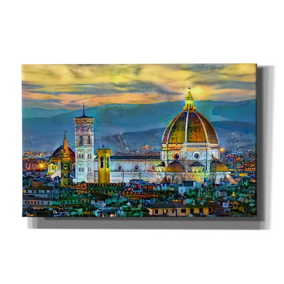 Epic Graffiti 'Florence Italy Duomo Sunset' by Pedro Gavidia, Canvas Wall Art, 40"x26"
