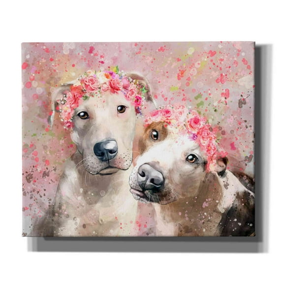Epic Graffiti 'Flower Crown Pit Bull 3' by Furbaby Affiliates, Canvas Wall Art, 24"x20"
