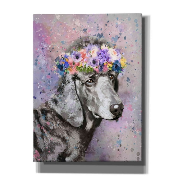 Epic Graffiti 'Flower Crown Poodle 2' by Furbaby Affiliates, Canvas Wall Art, 40"x54"