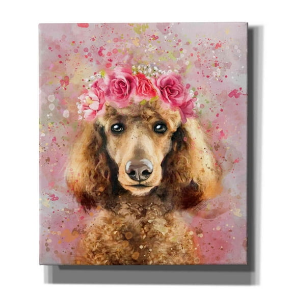 Epic Graffiti 'Flower Crown Poodle' by Furbaby Affiliates, Canvas Wall Art, 26"x30"