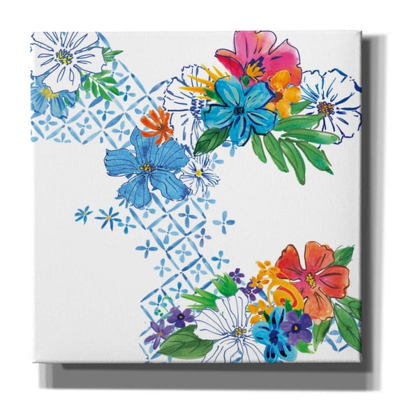 Epic Graffiti 'Flower Power V' by Mike Schick, Giclee Canvas Wall Art, 12"x12"
